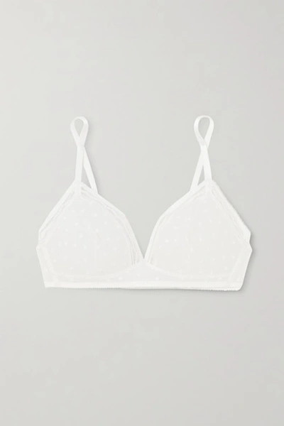 Eres Boutis Pastille Flocked Stretch-tulle Soft-cup Triangle Bra In White