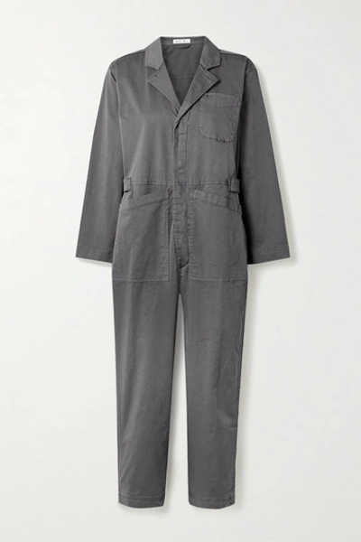 Alex Mill Standard Cropped Cotton-blend Twill Jumpsuit In Gray