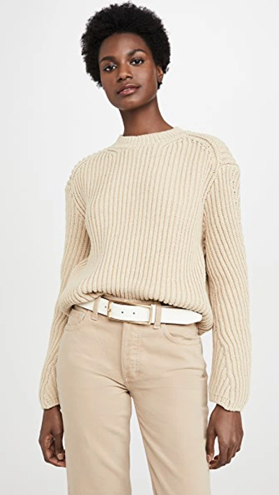 Acne Studios Ribbed Cotton-blend Sweater In Beige