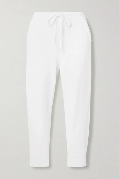 Nili Lotan Nolan Cropped Cotton-jersey Track Pants In White
