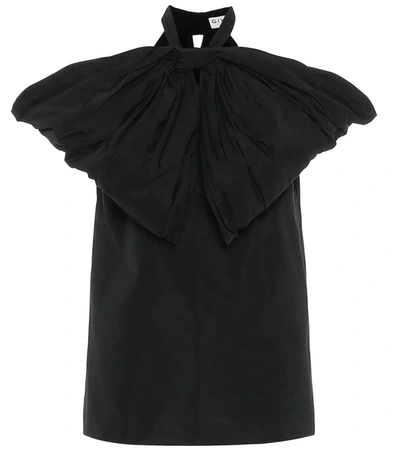 Givenchy Bow-embellished Cotton-blend Taffeta Halterneck Blouse In Black