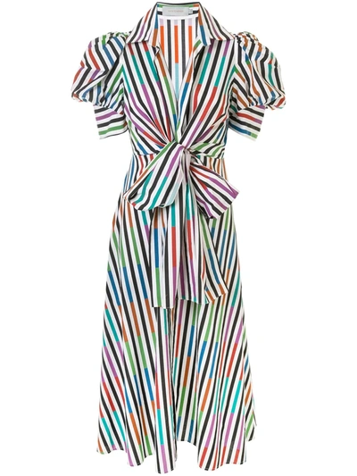 Silvia Tcherassi Roopal Tie-front Striped Cotton-poplin Midi Shirt Dress In Sangria Stripes