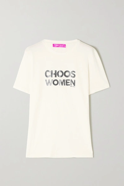 Jimmy Choo International Women's Day Printed Organic Cotton-jersey T-shirt In White
