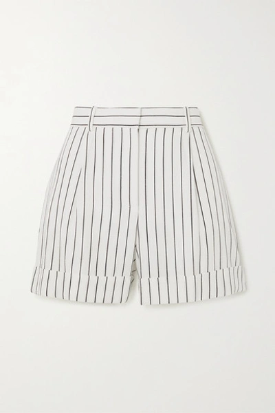 Bella Freud Charlie Pinstriped Woven Shorts In White