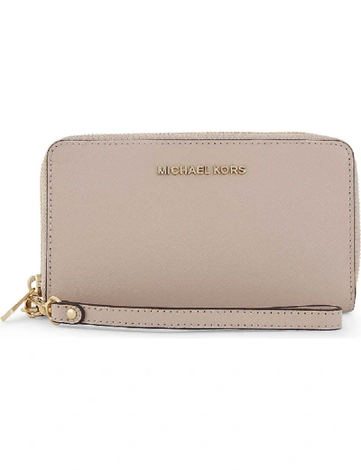 Michael Michael Kors Leather Wristlet In Soft Pink