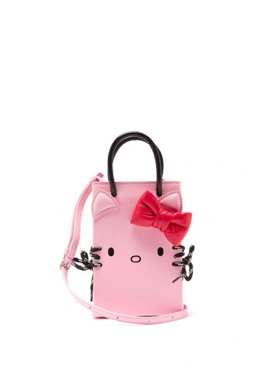 Balenciaga + Hello Kitty Mini Printed Leather Shoulder Bag In Pink