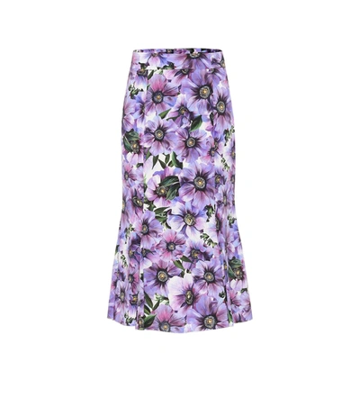 Dolce & Gabbana Flared Pants In Anemone-print Crepe De Chine In Floral Print