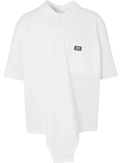 Burberry Cut-out Hem Cotton Reconstructed Polo Shirt In Optic White