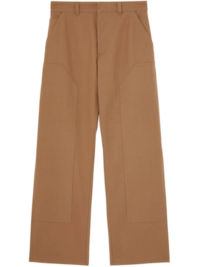 Burberry Cotton Twill Tailored Trousers In Warm Walnut
