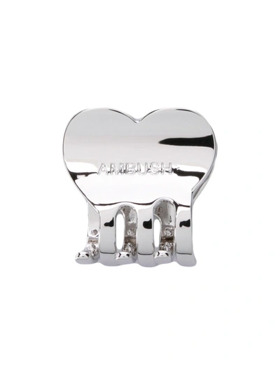 Ambush Oversized Heart-shaped Brass Hair Clip In Silver