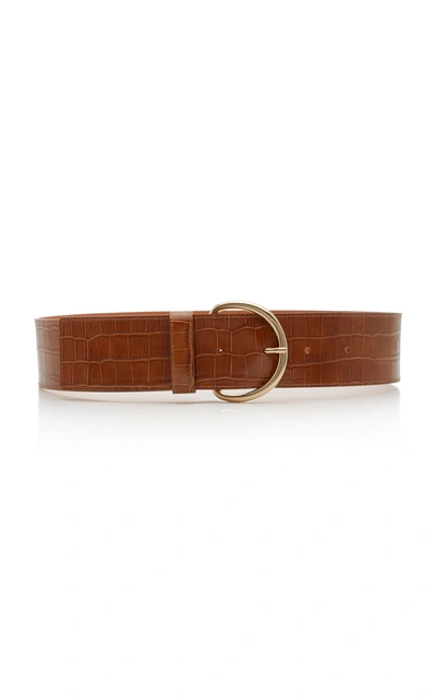 Maison Boinet Women's Croc-effect Leather Corset Belt In Brown