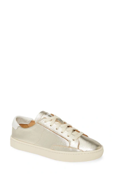 Soludos Ibiza Metallic Lace-up Sneaker In Gold