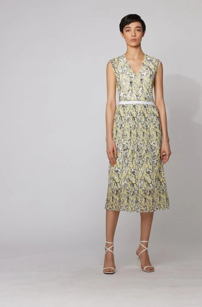Hugo Boss - Embroidered Lace Dress With Pliss Skirt Part - Patterned