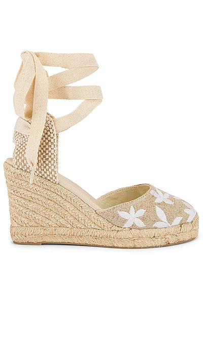 Soludos Floral Classic Wedge In Sand