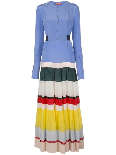 Altuzarra Lobelia Striped-hem Silk Crepe De Chine Maxi Dress In Alaskan Blue