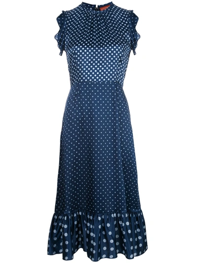 Altuzarra Rosa Polka-dot Silk-satin Dress In Blue