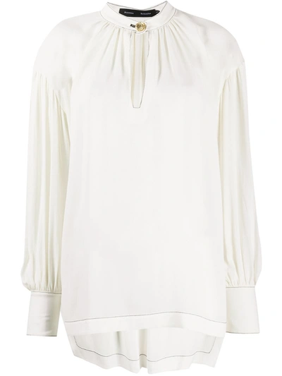 Proenza Schouler Buttoned-keyhole Silk-georgette Blouse In White