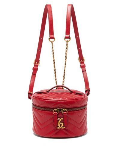 Gucci Gg Marmont Mini Leather Backpack In Red