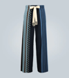 Loewe Anagram Jacquard-striped Cotton Trousers In Blue