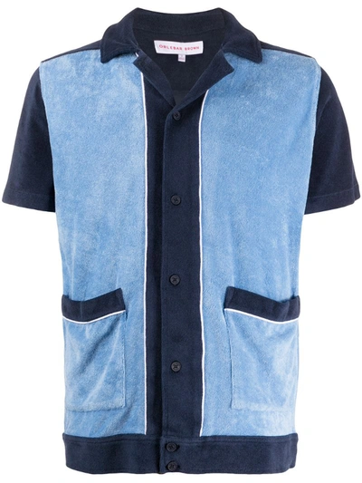 Orlebar Brown Travis Panelled Cotton-terry Shirt In Blue