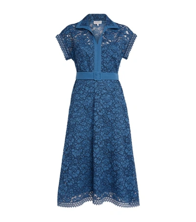 Claudie Pierlot Belted Lace Midi Dress In Storm
