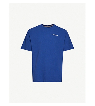 Patagonia Logo-print Recycled Cotton-blend T-shirt In Superior Blue