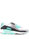 Nike Air Max 90 Mesh And Faux-leather Trainers In White,hyper Turquoise,black,particle Grey