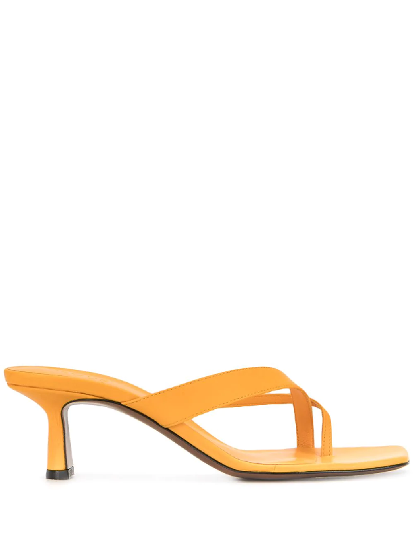 yellow heeled mules
