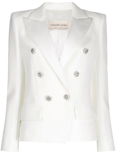 Alexandre Vauthier Crystal-embellished Double-breasted Blazer In White
