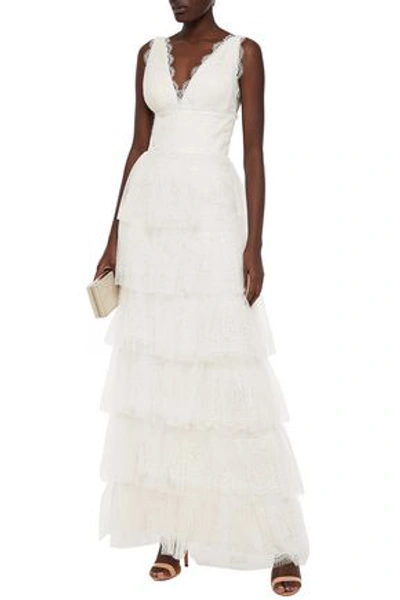 Catherine Deane Kershaw Tiered Lace And Point D'esprit Gown In Neutral