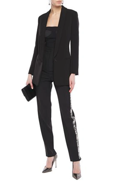 Lanvin Embellished Woven Tapered Trousers In Black