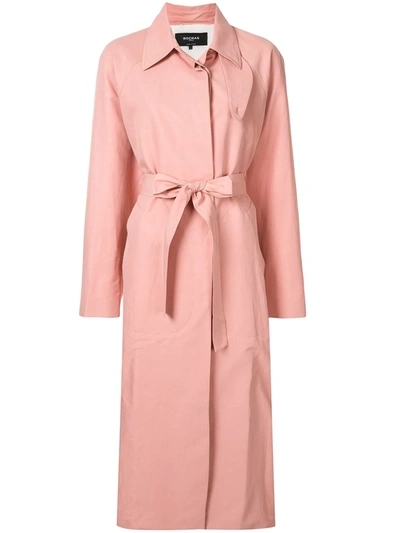 Rochas Belted Wool-blend Fleece Coat In Baby Pink