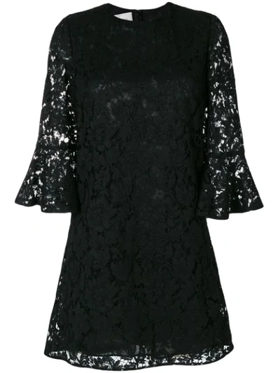 Valentino Donna Cotton-blend Corded Lace Mini Dress In Black