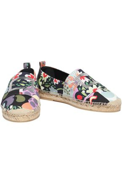 Roger Vivier Pilgrim Crystal-embellished Printed Cotton-canvas Espadrilles In Multicolor