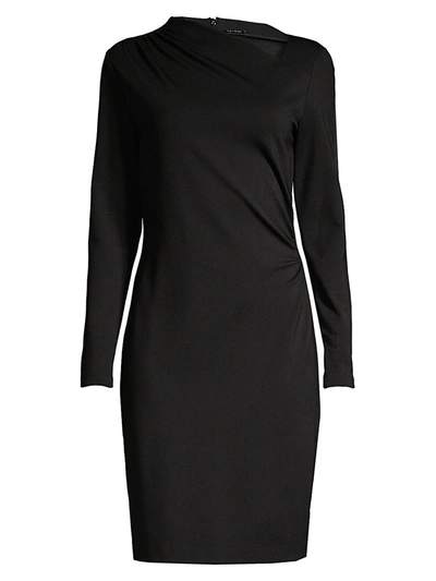 Elie Tahari Mozelle Asymmetric Ruched Ponte Dress In Black