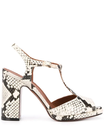 L'autre Chose Snakeskin-print Open Toe Sandals In Animalier
