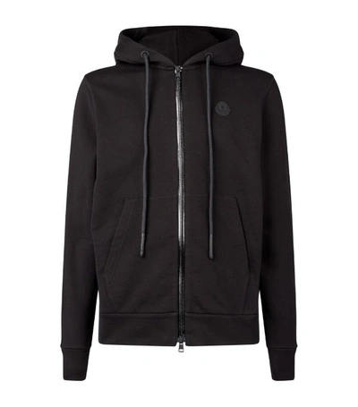 Moncler Zip Front Hooded Cardigan In Black