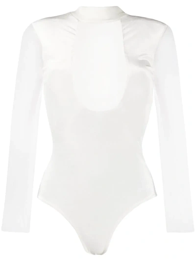 Alchemy Plunge-neck Bodysuit In White