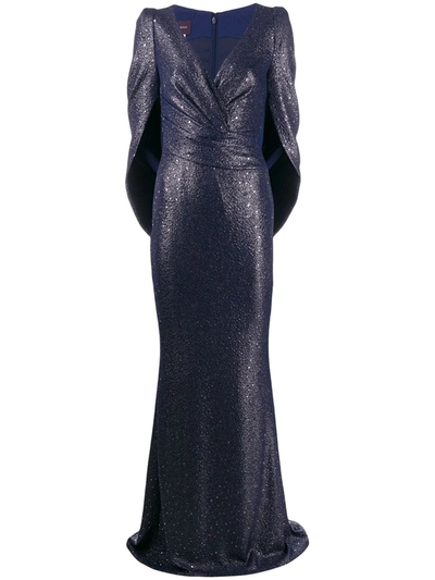 Talbot Runhof Metallic Rosin Gown In Blue