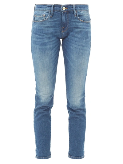 Frame Le Beau Cropped Distressed Boyfriend Jeans In Light Denim