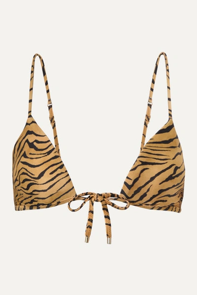 Vix Tiger-print Triangle Bikini Top In Sand