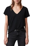 Allsaints Emelyn Tonic Raw-edge Tee In Jet Black