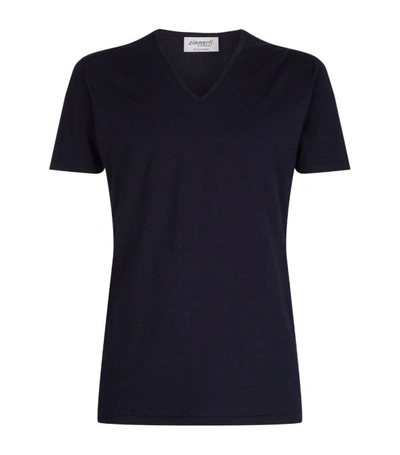 Zimmerli Pure Comfort V-neck Cotton T-shirt In Navy