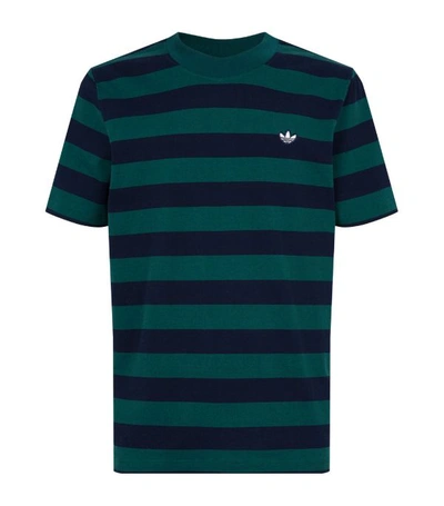 Adidas Originals Stripe T-shirt In Navy In Green