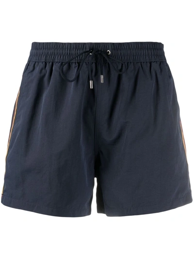 Paul Smith Side-stripe Swim Shorts In Blue