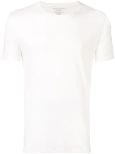 Majestic Textured Style Buttoned T-shirt In White