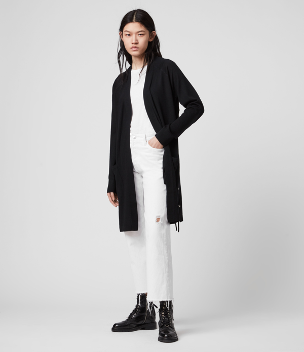 black merino wool cardigan