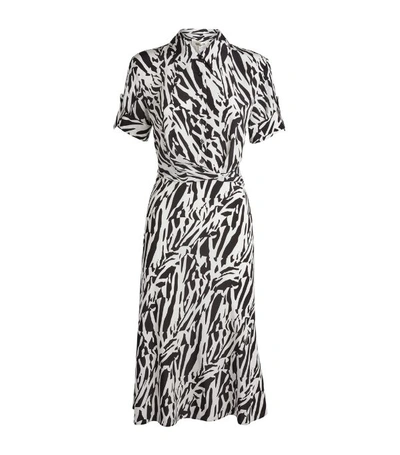 Diane Von Furstenberg Deborah Collared Zebra-print Midi Dress In Black
