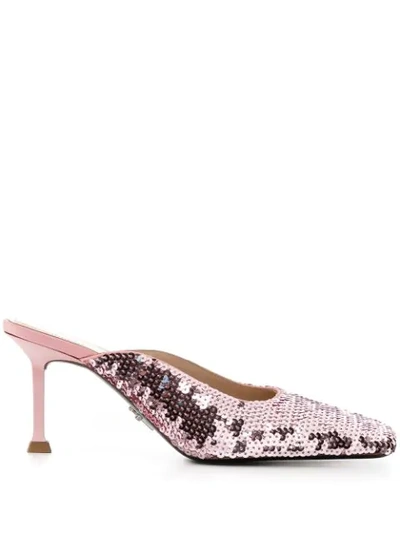 Cesare Paciotti Sequin-embellished Lola Mules 80 In Pink