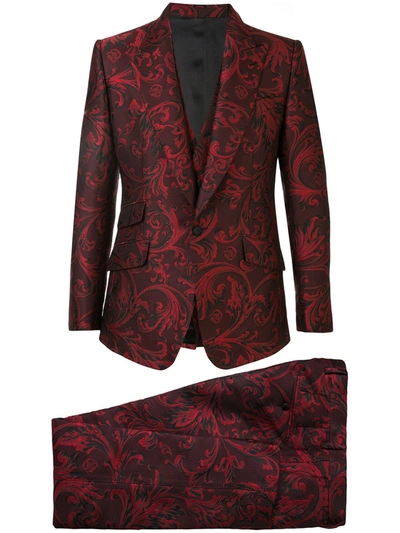 Dolce & Gabbana Jacquard Three-piece Suit In Red